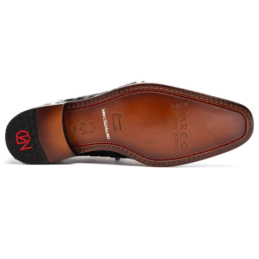 Marco Di Milano Caribe Newspaper / Black Caiman Crocodile Derby Shoes - 8.5
