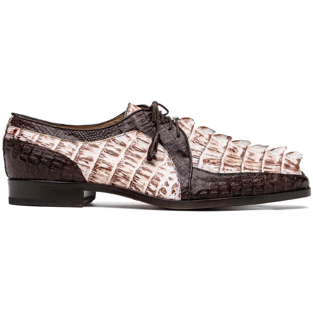 Marco Di Milano Caribe Rustic White / Brown Caiman Crocodile Derby Shoes - 8