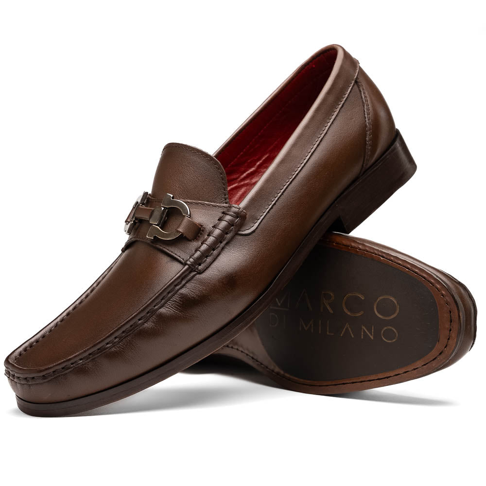 Marco Di Milano Cassarano Brown Men's Calfskin Leather Loafers - 10