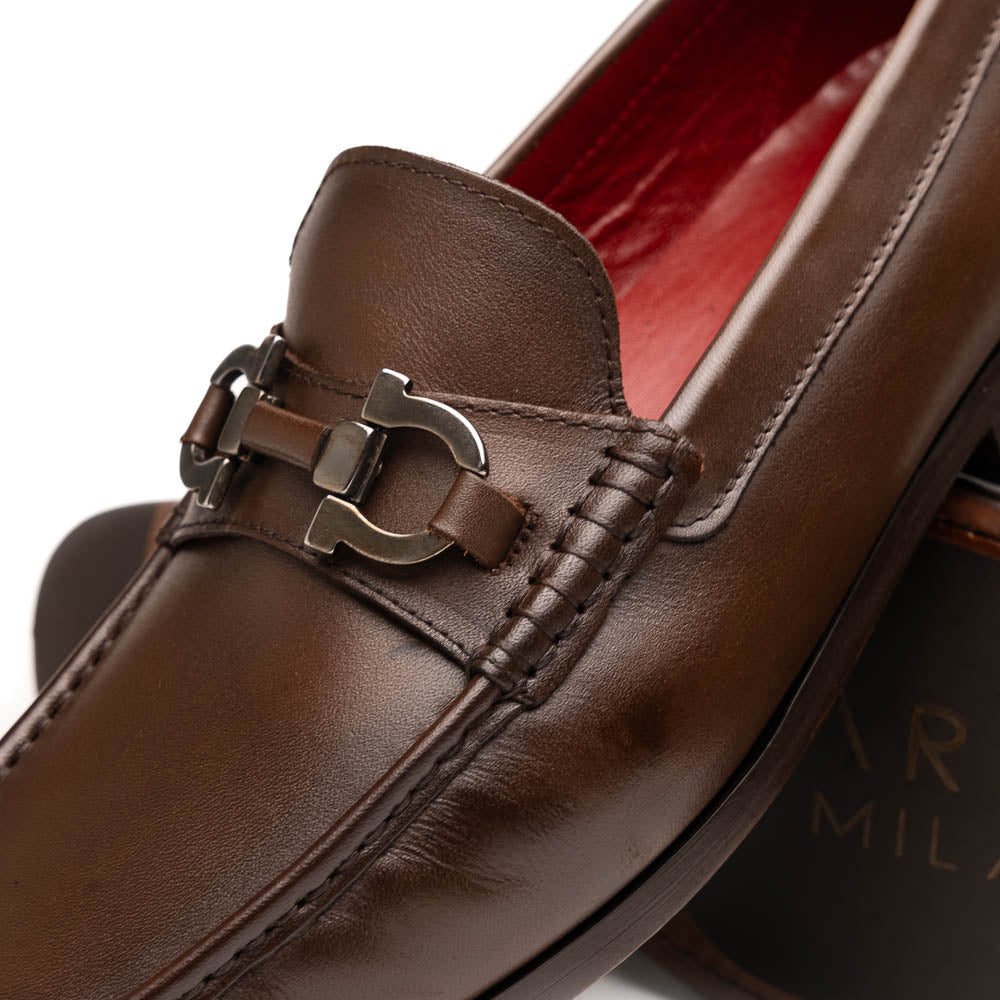Marco Di Milano Cassarano Brown Men's Calfskin Leather Loafers - 10