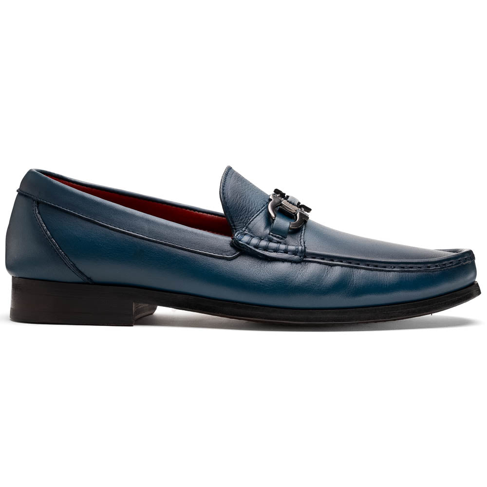 Marco Di Milano Cassarano Navy Men's Calfskin Leather Loafers - 10
