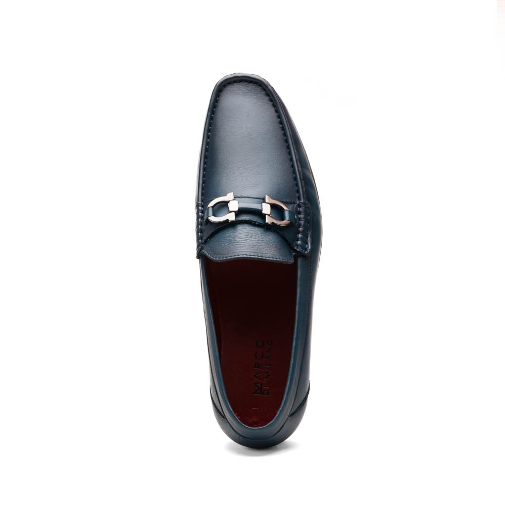 Marco Di Milano Cassarano Navy Men's Calfskin Leather Loafers - 10