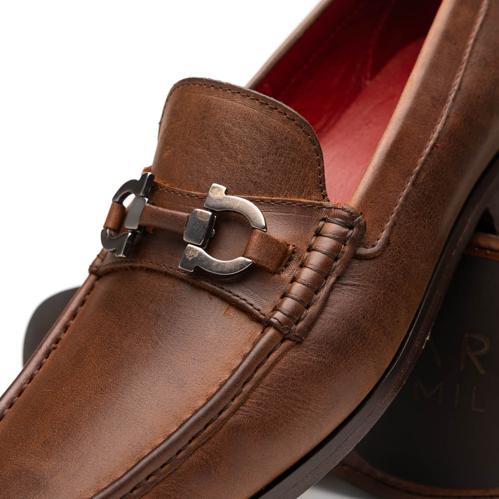 Marco Di Milano Cassarano Crazy Tan Men's Calfskin Leather Loafers - 10