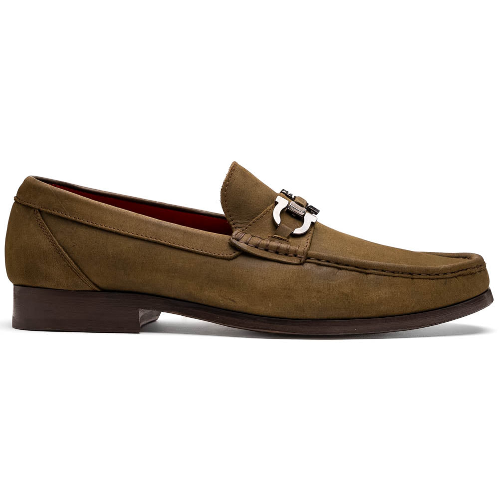 Marco Di Milano Cassarano Crazy Olive Men's Calfskin Leather Loafers - 10