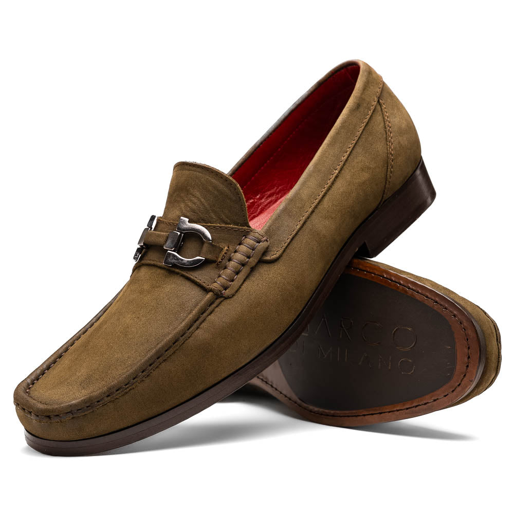 Marco Di Milano Cassarano Crazy Olive Men's Calfskin Leather Loafers - 10