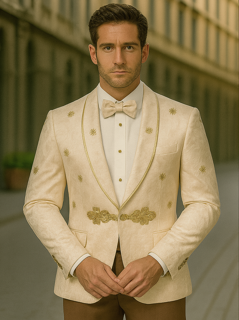 Champagne Color Suit - Champagne Wedding Tuxedo Cream - Cream