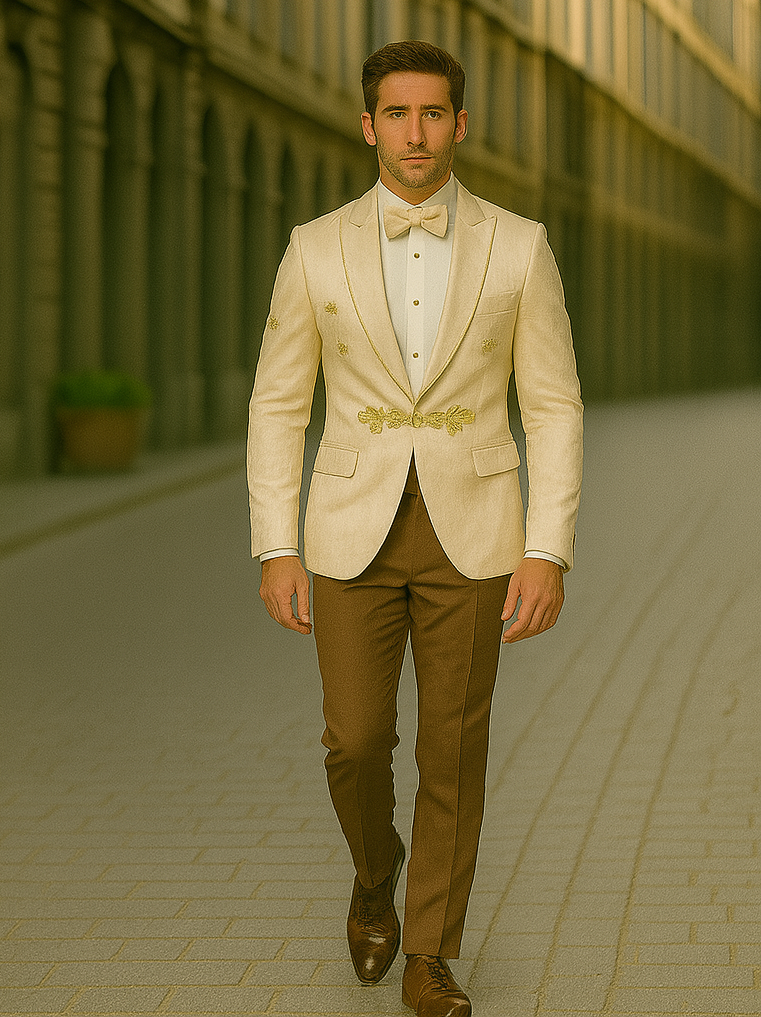 Champagne Color Suit - Champagne Wedding Tuxedo Cream - Cream