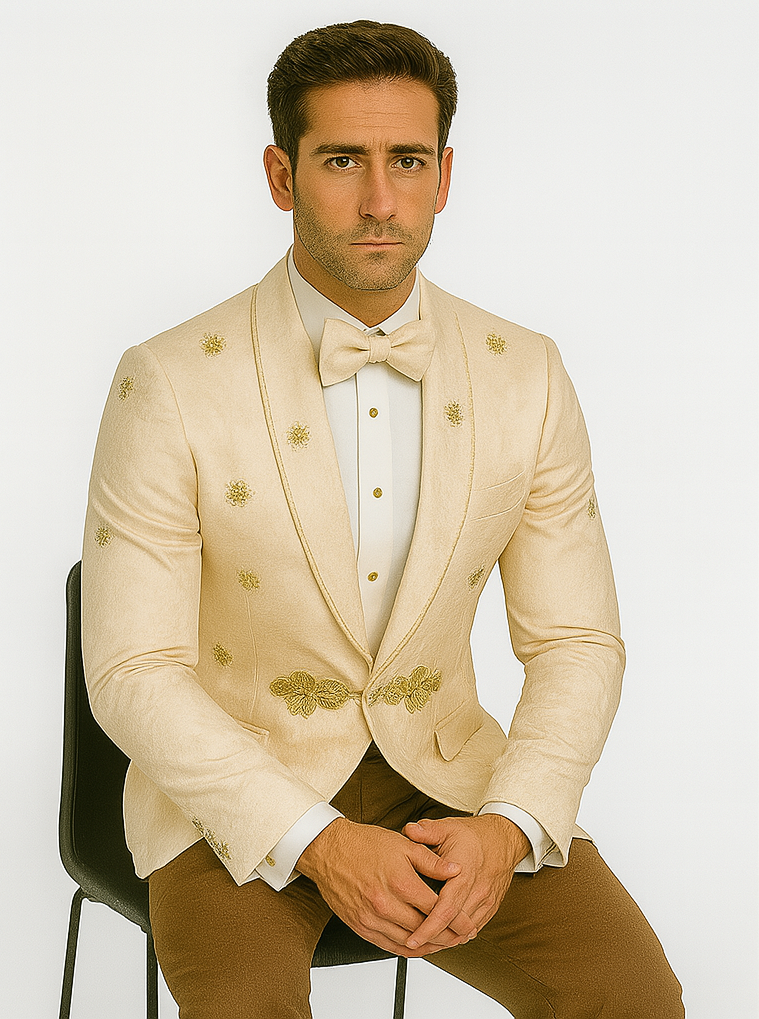 Champagne Color Suit - Champagne Wedding Tuxedo Cream - Cream