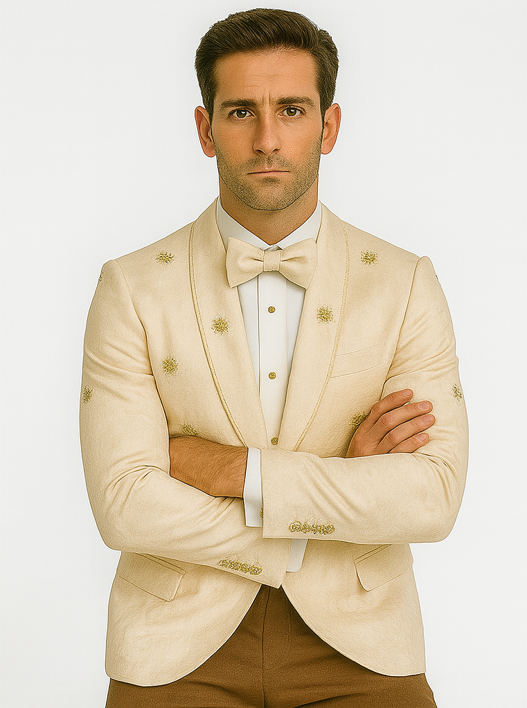 Champagne Color Suit - Champagne Wedding Tuxedo Cream - Cream
