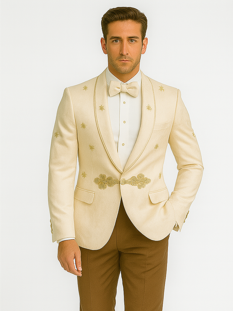 Champagne Color Suit - Champagne Wedding Tuxedo Cream - Cream