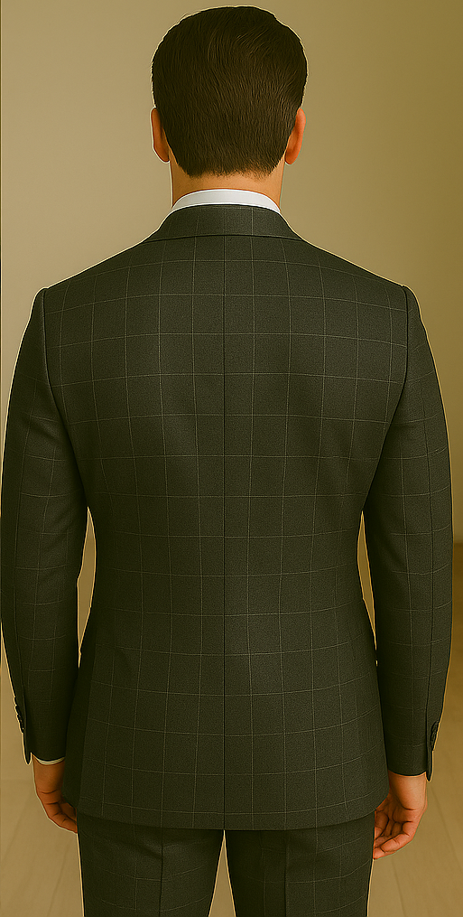Wool Suit - Italian Made Business Suit by Statement Men's 3 Piece 100% Wool Modern Fit Suit - V-Neck Double Breasted Vest - 38R