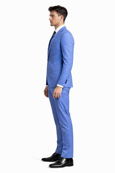 Cheap priced Suit - Men's One Button Peak Lapel Skinny Wedding & Prom 2026 Blue Suit With Lowcut Vest