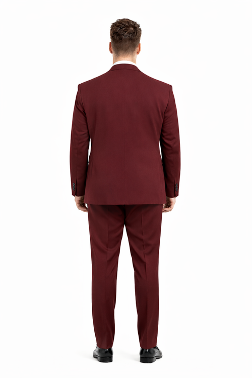 Cheap priced Suit - Men's One Button Peak Lapel Skinny Wedding & Prom 2026 Red Suit With Lowcut Vest