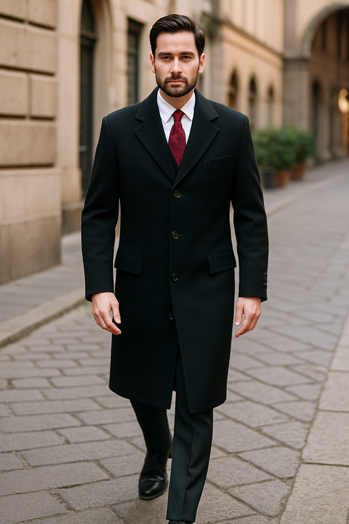 Chesterfield Wool & Cashmere Full Length Black