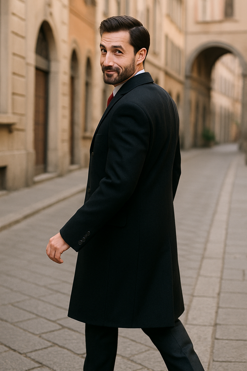 Chesterfield Wool & Cashmere Full Length Black