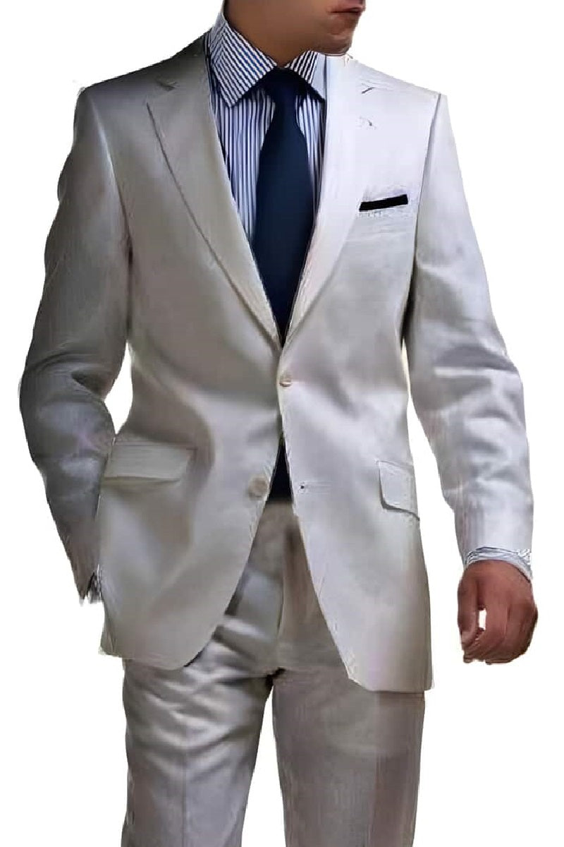Mens Big and Tall Linen Suits - Silver 2 Button Summer Fabric Suit - 38 Short Jacket+32 Waist Adjustable 28to34)(Height: 5’4”to5’7”)(Neck 15-16.5)S-M)ggg
