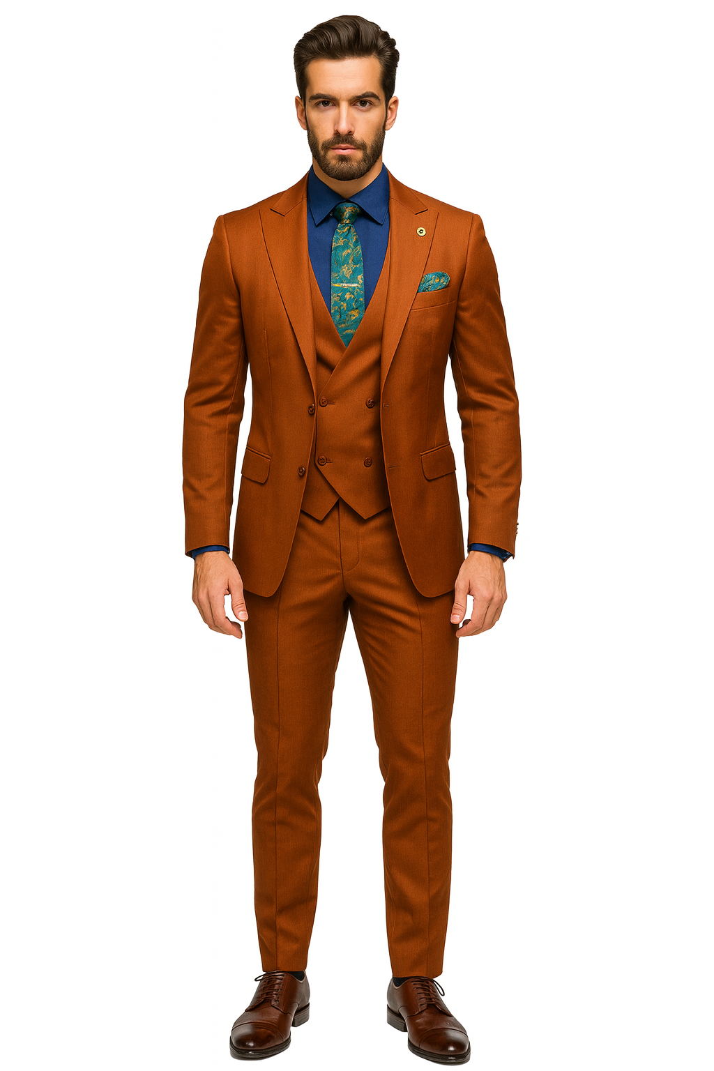 Classic Burnt Orange Three-Piece Suit β Stylish Wedding Outfit-New Designer Collection