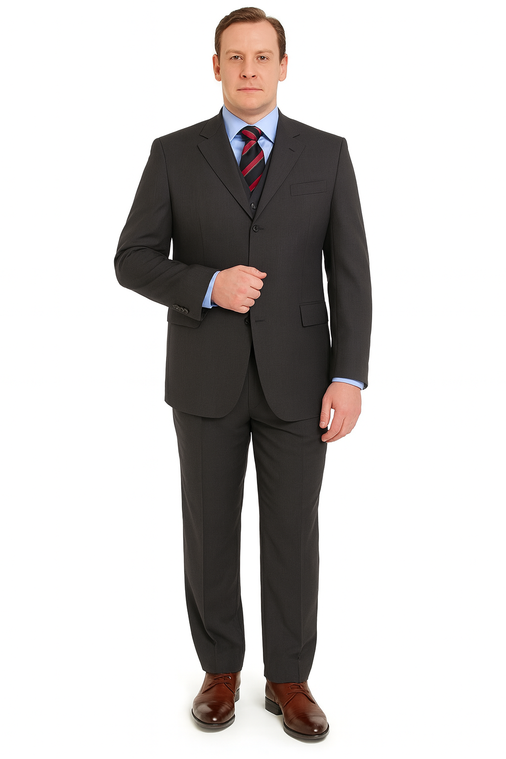 Classic Fit - Dark Grey Suit - Three Button Vested Suit - Athletic Fit-New Designer Collection