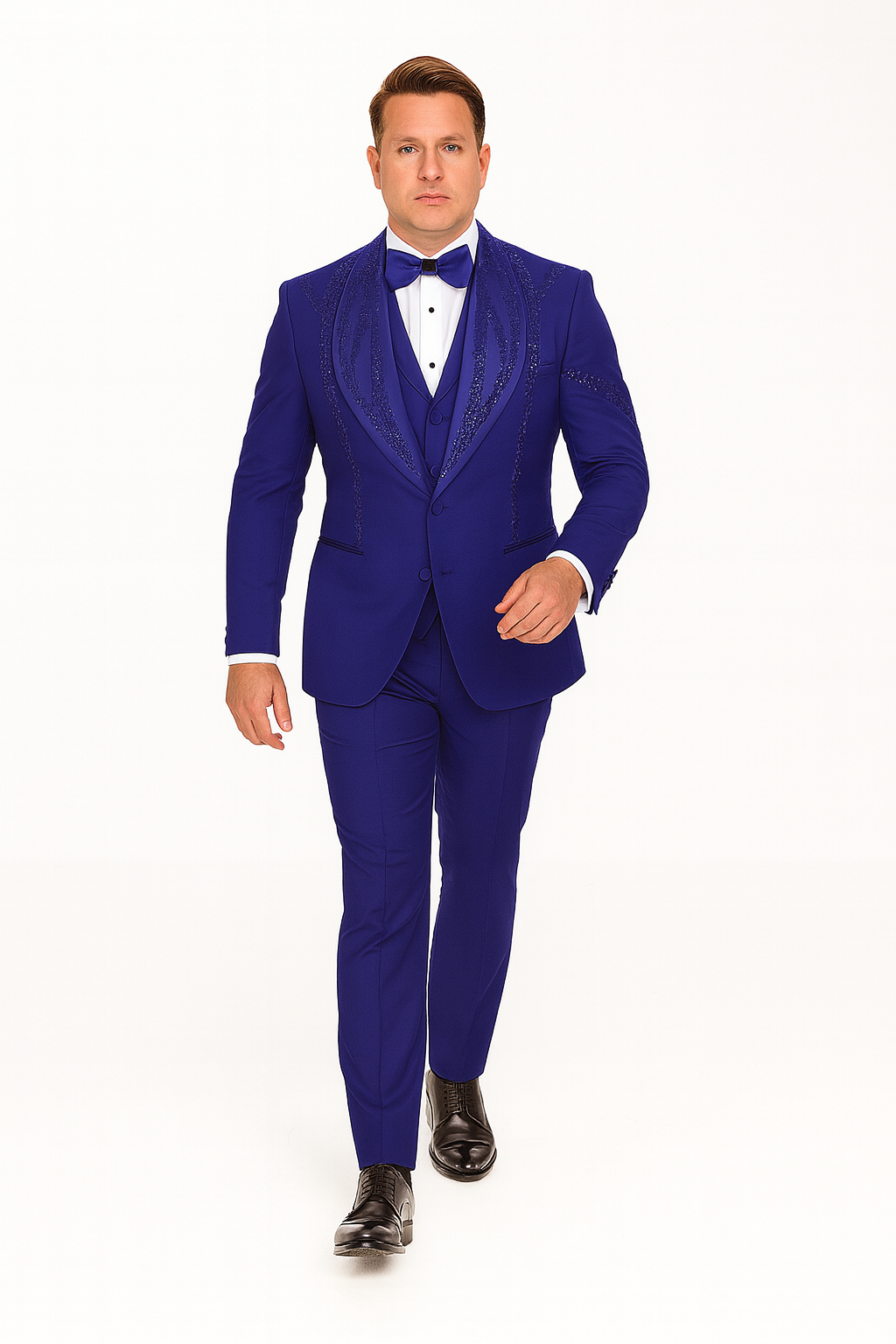 Royal Blue Italian Wool 3-Piece Modern Fit Tuxedo - 34 Short or Extra Small
