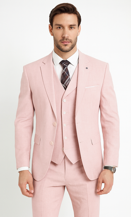 Color Men's 100% Wool 3Piece Suit Soft Textured Solid Color Outlet