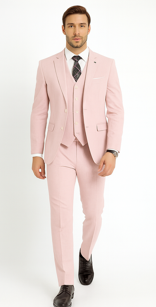 Color Men's 100% Wool 3Piece Suit Soft Textured Solid Color Outlet