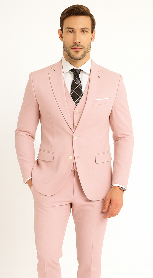 Color Men's 100% Wool 3Piece Suit Soft Textured Solid Color Outlet