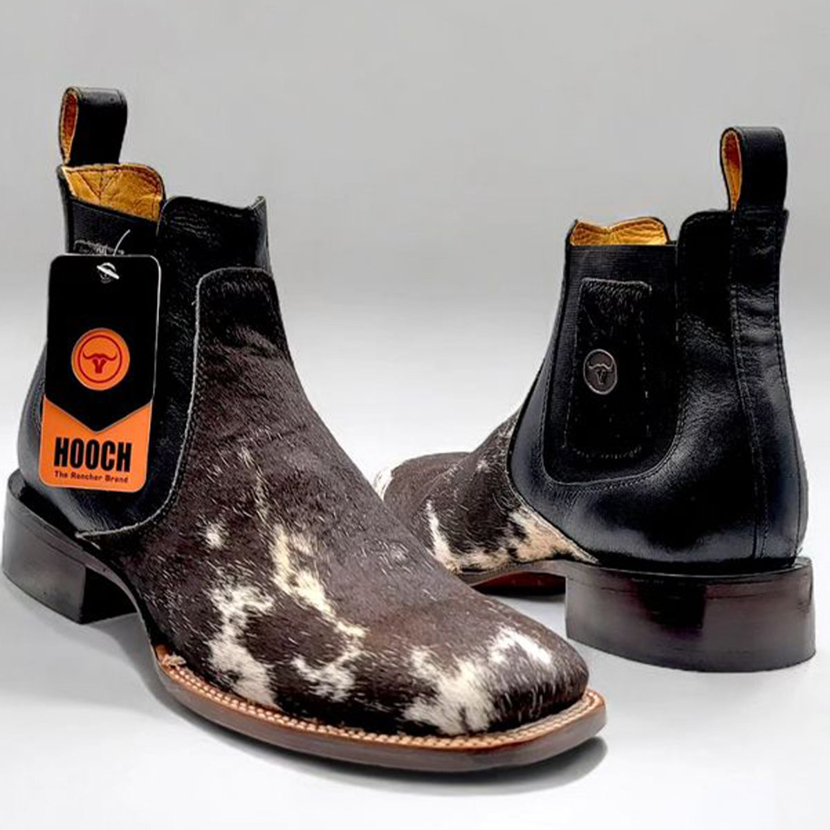 Cowhide Short Cowboy Boots - Natural