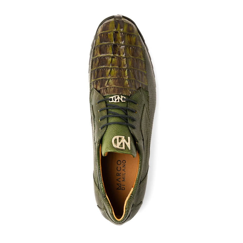 Marco Di Milano Crater Rustic Olive Caiman Crocodile & Lizard Sneakers - 8.5