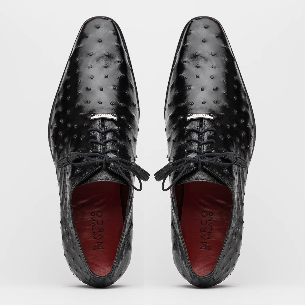 Marco Di Milano Criss Black Ostrich Quill Dress Shoe Oxfords - 8