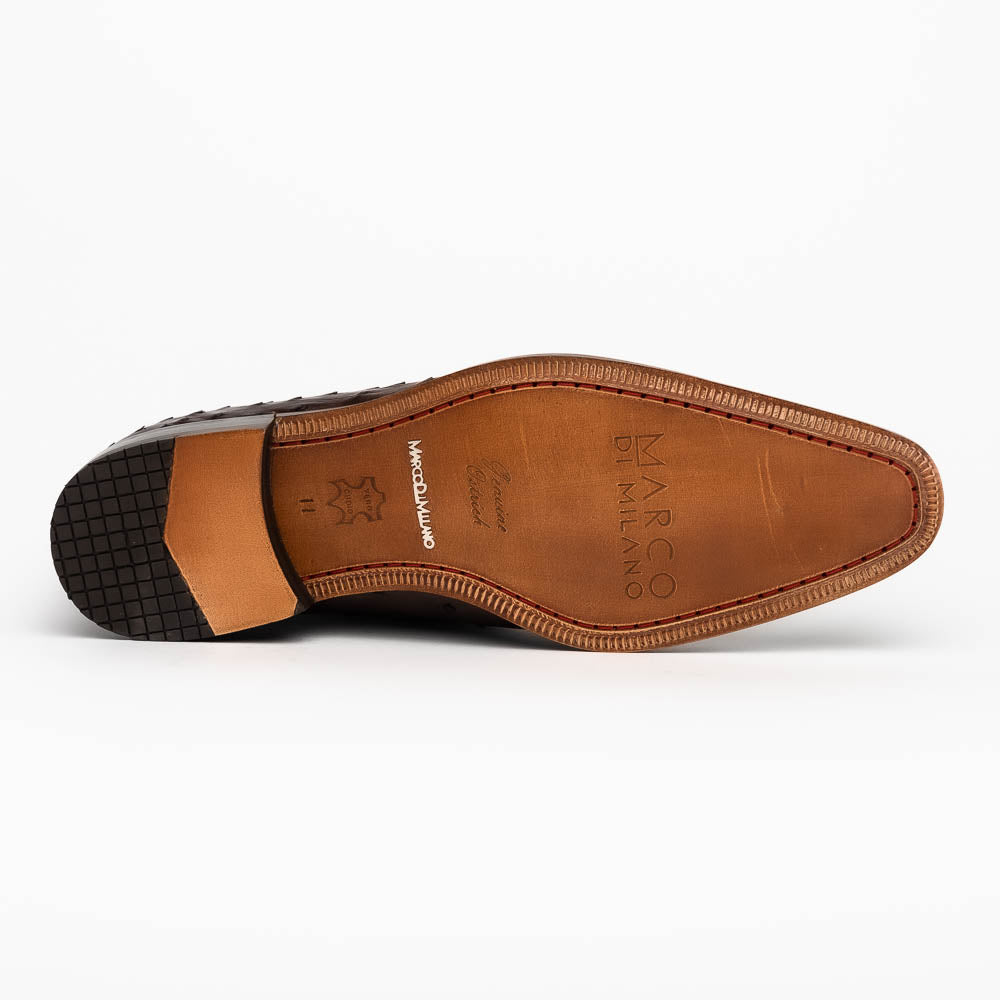 Marco Di Milano Criss Brown Ostrich Quill Dress Shoe Oxfords - 8