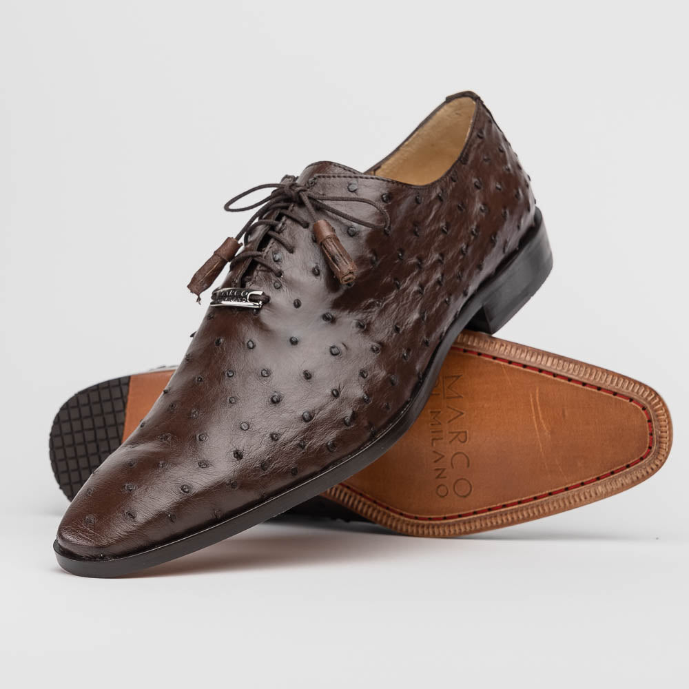 Marco Di Milano Criss Brown Ostrich Quill Dress Shoe Oxfords - 8