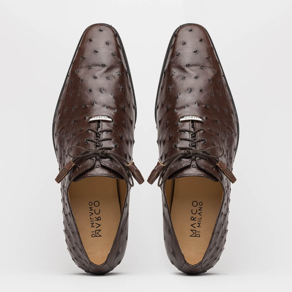 Marco Di Milano Criss Brown Ostrich Quill Dress Shoe Oxfords - 8