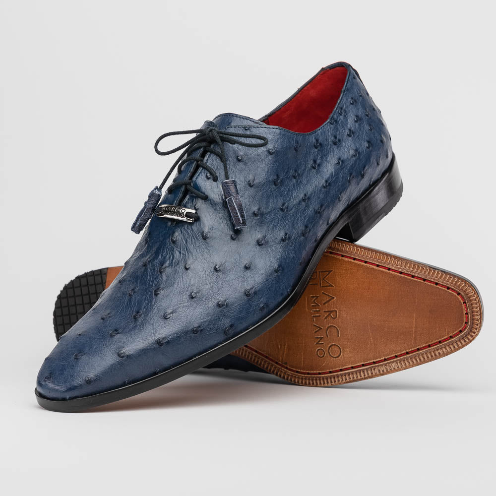 Marco Di Milano Criss Navy Ostrich Quill Dress Shoe Oxfords - 8