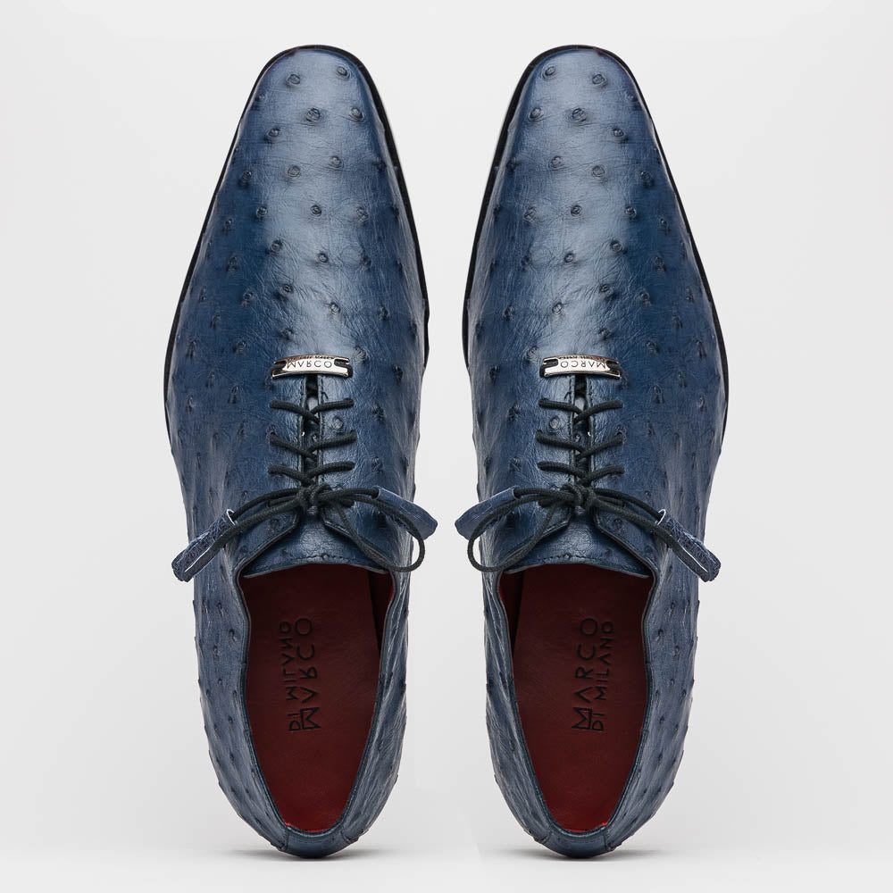 Marco Di Milano Criss Navy Ostrich Quill Dress Shoe Oxfords - 8