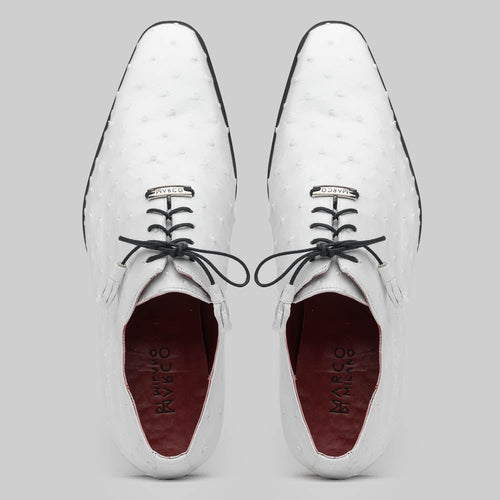 Marco Di Milano Criss Ostrich Quill Dress Oxfords White
