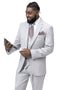 Mens Modern Fit Two Button Vested Sharkskin Business Suit in Light Grey