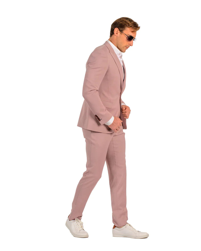 Stretch Fabric - "Blush/Red" Light Weight Suit - Slim Fitted Suit "Style #" - Blush Red