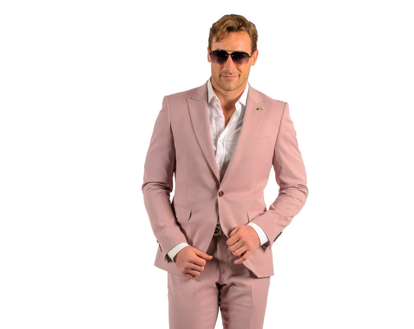 Stretch Fabric - "Blush/Red" Light Weight Suit - Slim Fitted Suit "Style #" - Blush Red