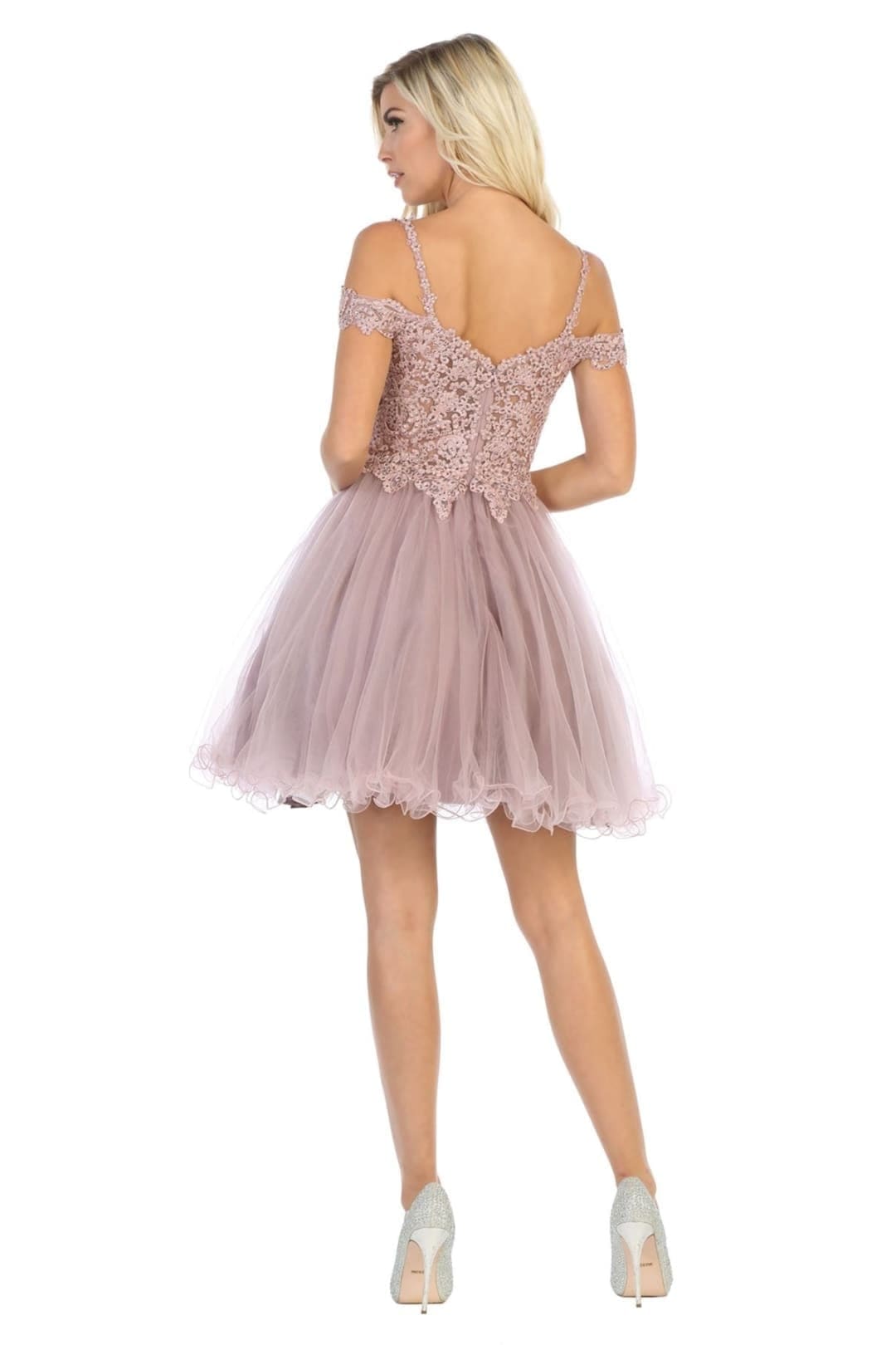 Quince Dama Dresses - Short Quinceanera Dresses in Color Silver - 10