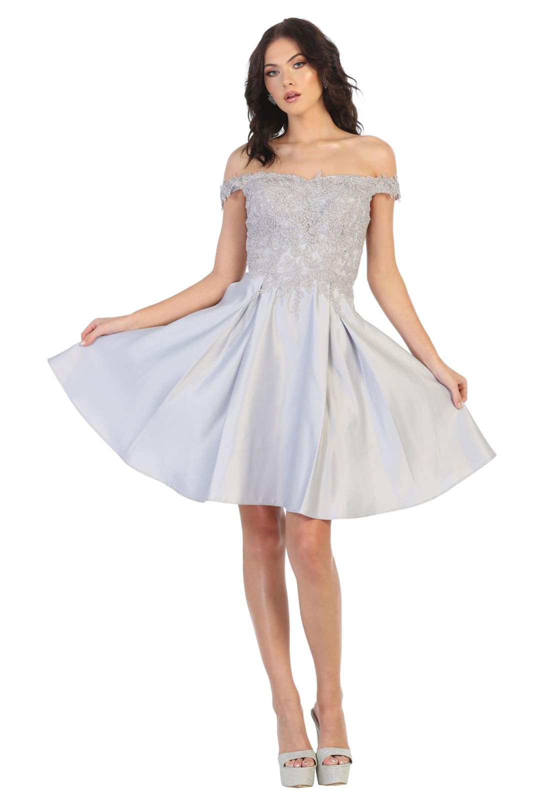 Quince Dama Dresses - Short Quinceanera Dresses in Color Silver - 8