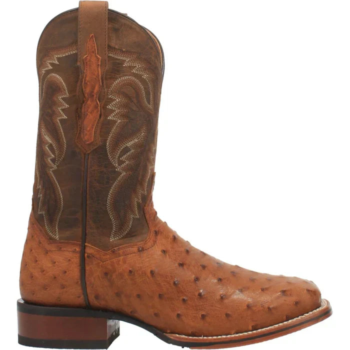 Dan Post Men's Alamosa Full Quill Ostrich Square Toe Boots - Bay Apache - 7D