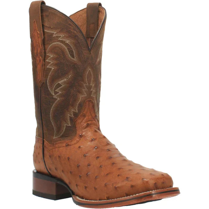 Dan Post Men's Alamosa Full Quill Ostrich Square Toe Boots - Bay Apache - 7D