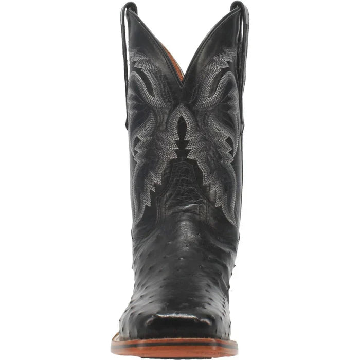 Dan Post Men's Alamosa Full Quill Ostrich Square Toe Boots - Black - 7D