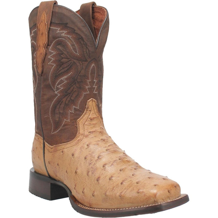 Dan Post Men's Alamosa Full Quill Ostrich Square Toe Boots - Bay Apache - 7D