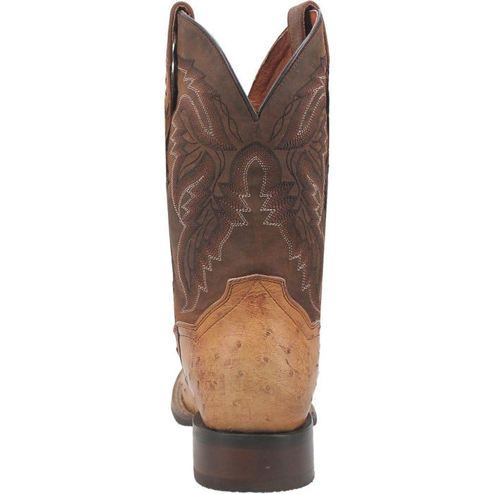 Dan Post Men's Alamosa Full Quill Ostrich Square Toe Boots - Bay Apache - 7D