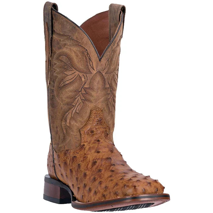 Dan Post Men's Alamosa Full Quill Ostrich Square Toe Boots - Tan - 7D