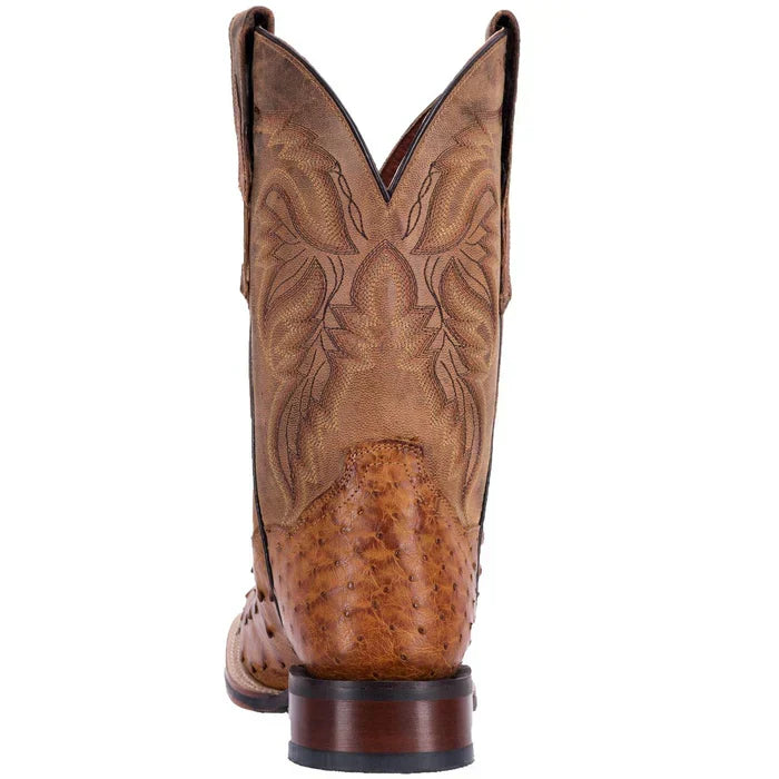Dan Post Men's Alamosa Full Quill Ostrich Square Toe Boots - Tan - 7D