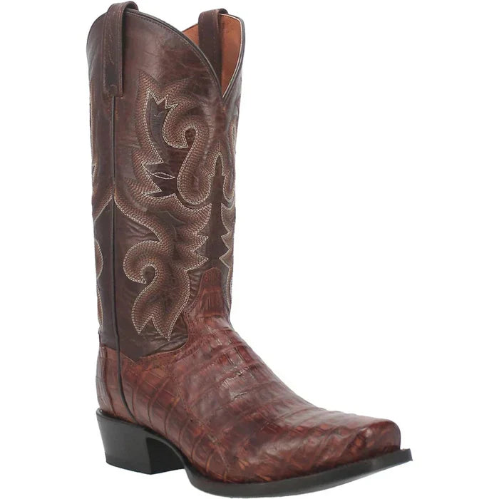 Dan Post Men's Bayou Genuine Caiman Belly Square Toe Boots - Brass - 7D