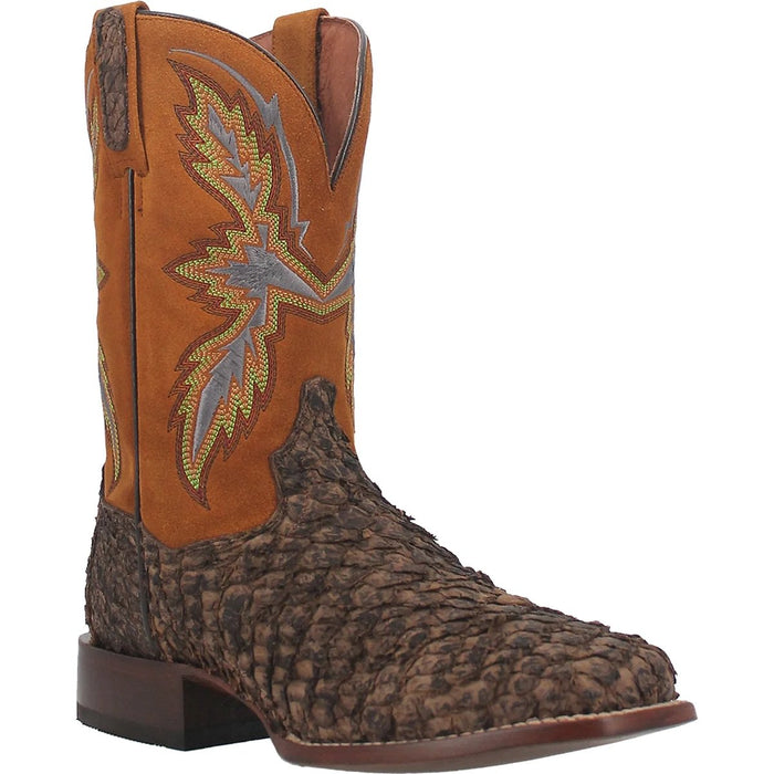 Dan Post Men's Dorsal Genuine Fish Leather Square Toe Boots - Brown - 7D