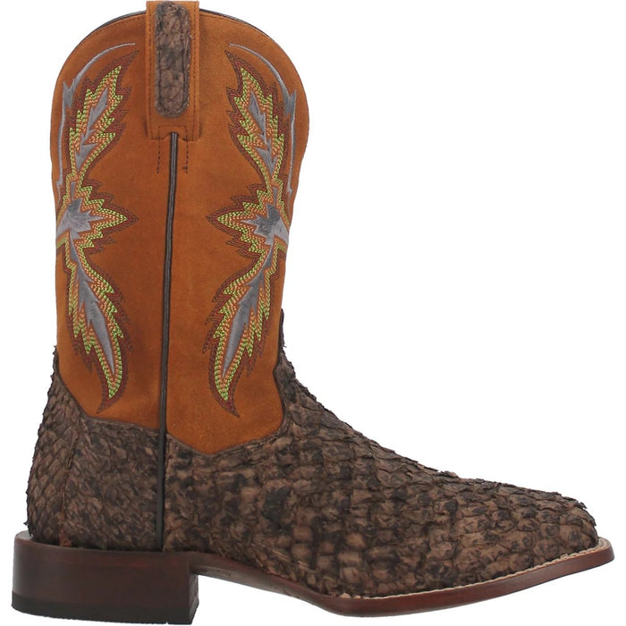 Dan Post Men's Dorsal Genuine Fish Leather Square Toe Boots - Brown - 7D